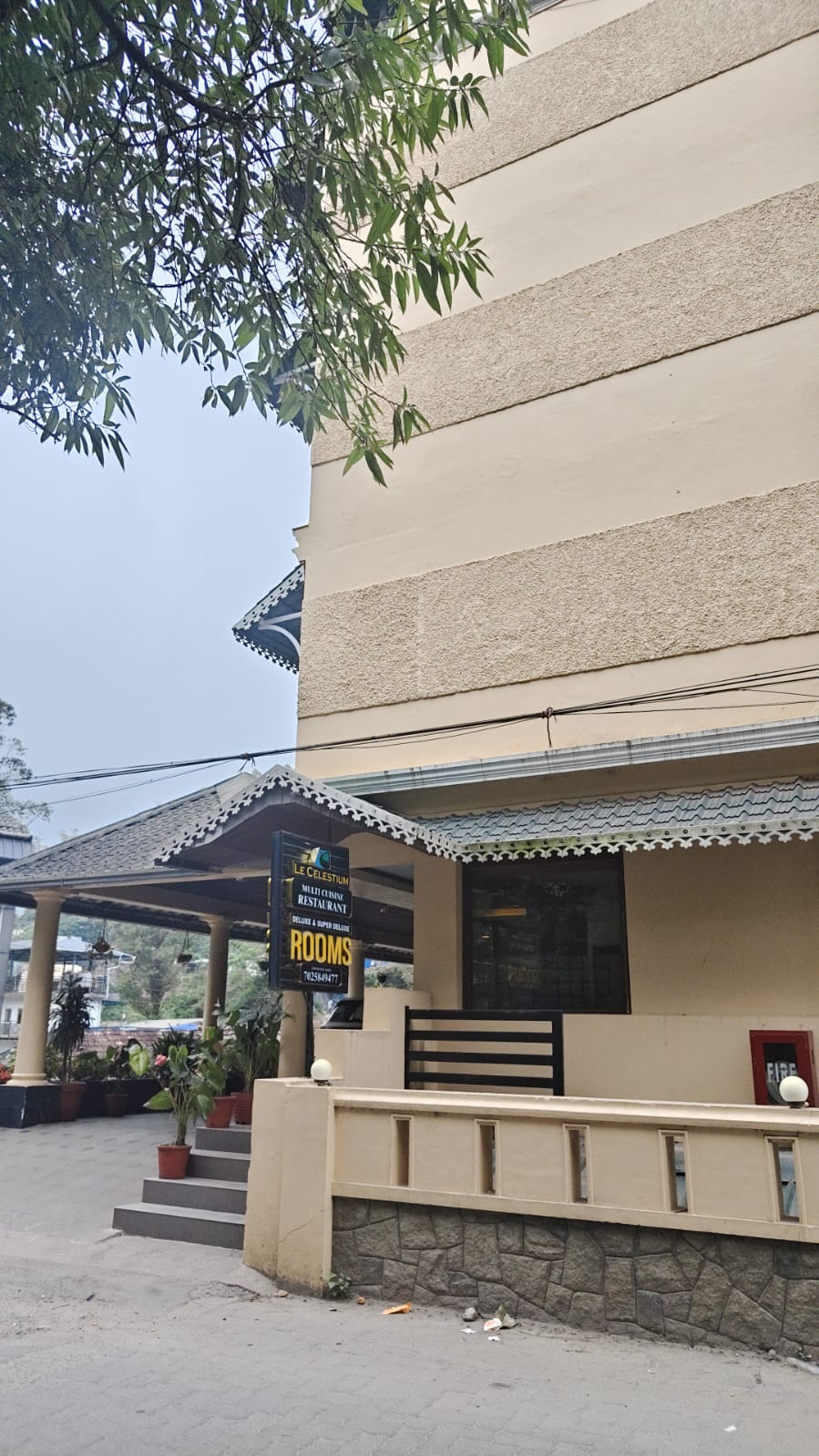 Outside porch and entrance of Le Celestium in Munnar