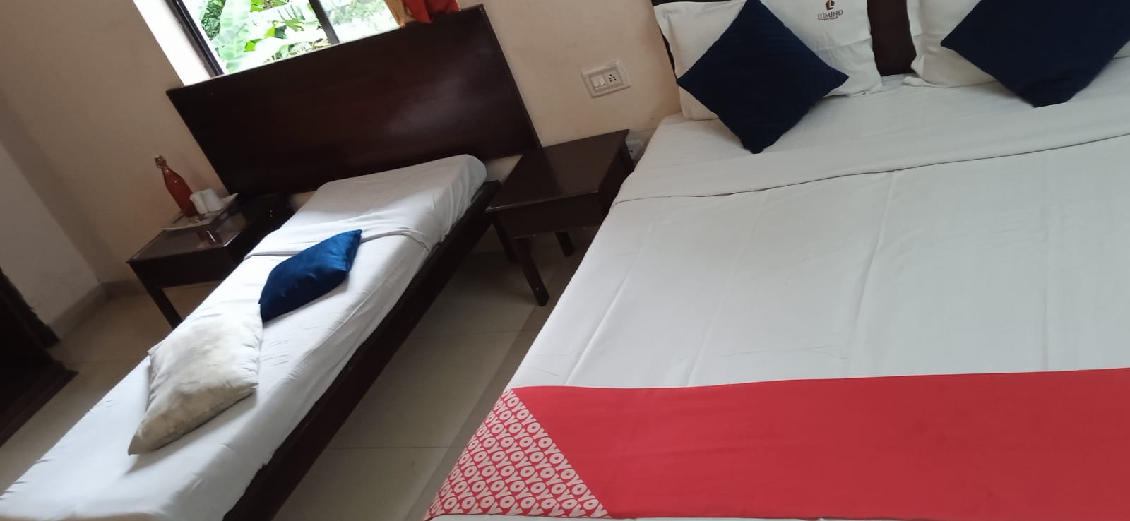 Close view of the beds inside the Lumino Karthika family room