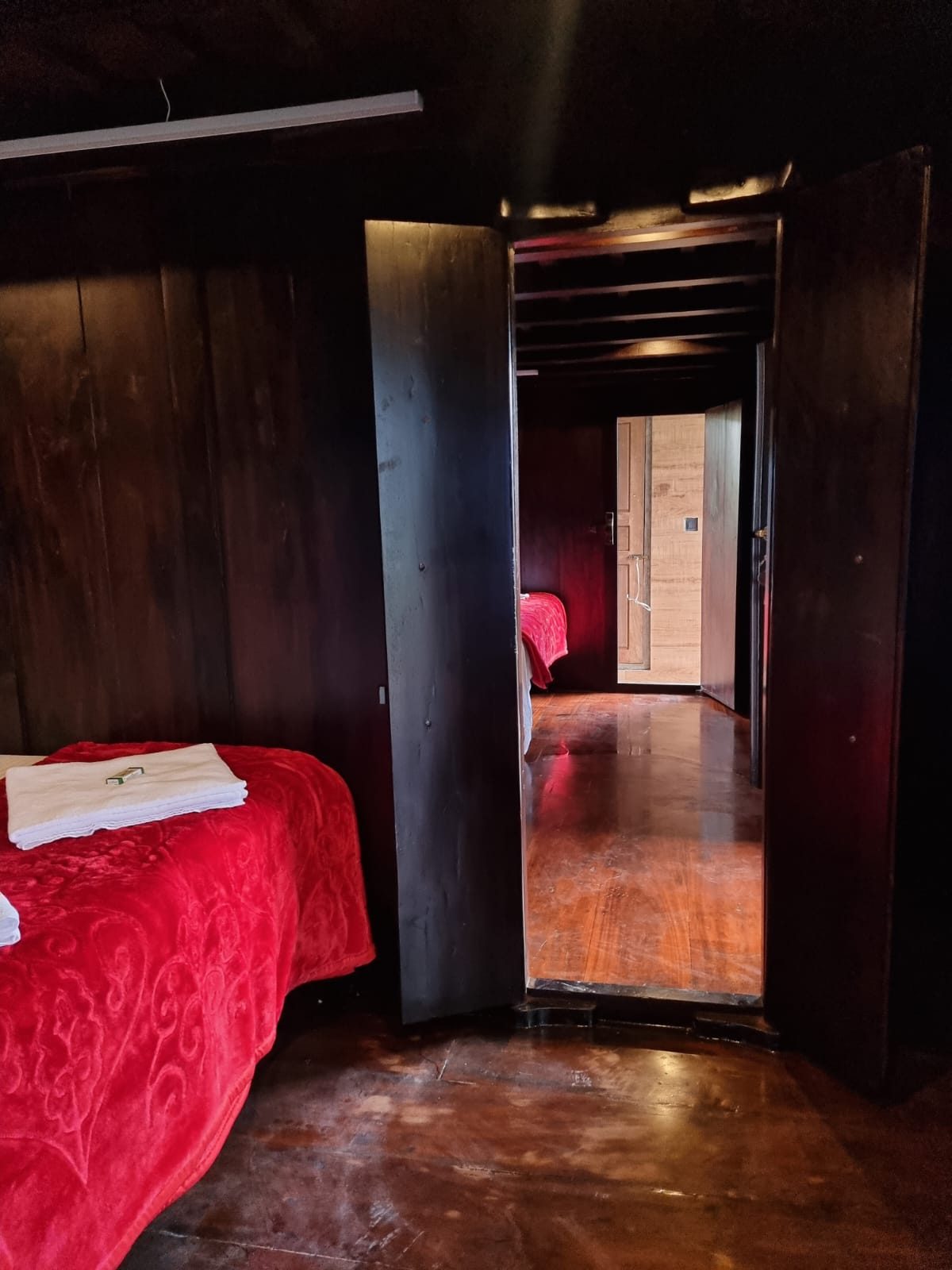 Connecting door between the two bedrooms at Chalet Villa Unit 2