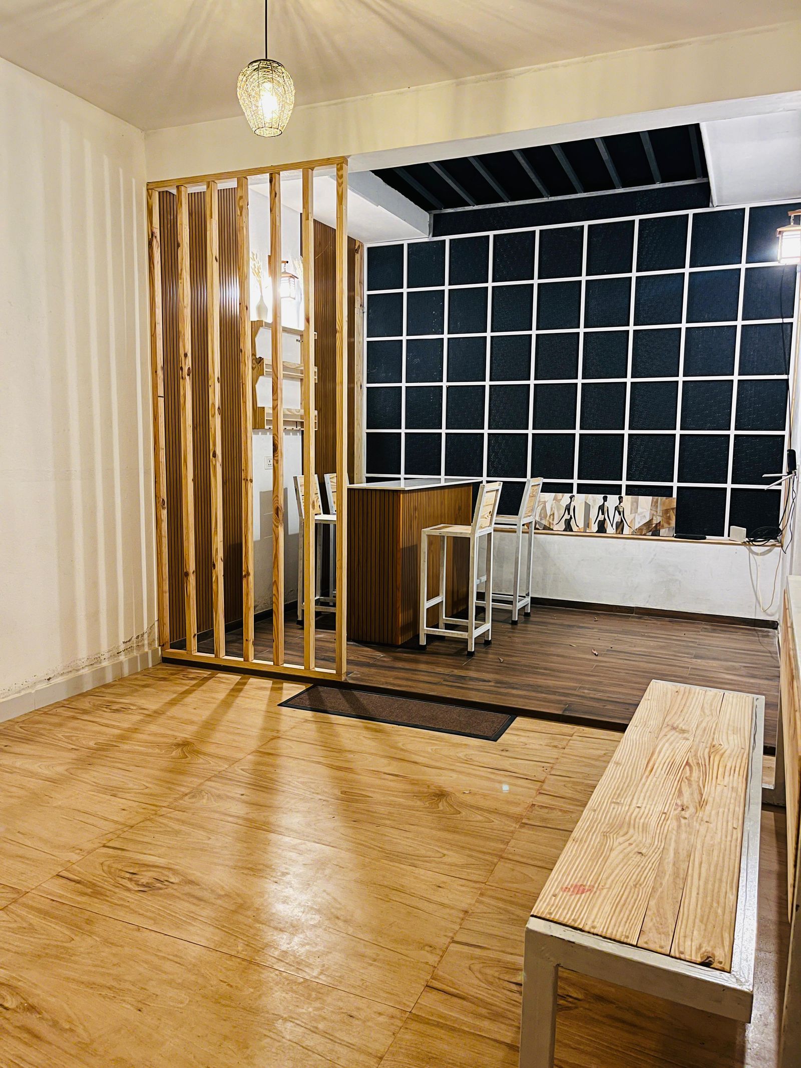 Living area and bar counter